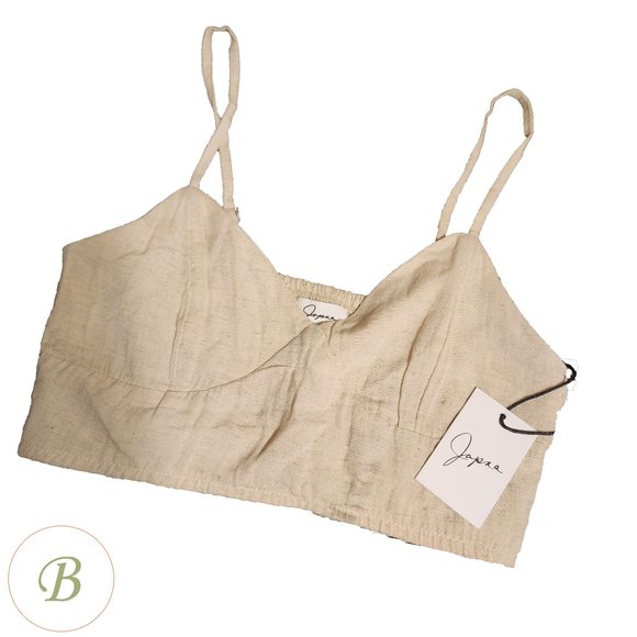 Japna Tops - Japna cream rayon v neck crop top adjustable spaghetti strap NWT Med